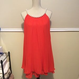 🌈2/50$🌈Coral pleated dress with pearls